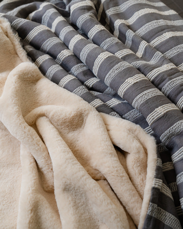 Cozy Texture Plush Blanket – Steel Grey - SAND CLOUD