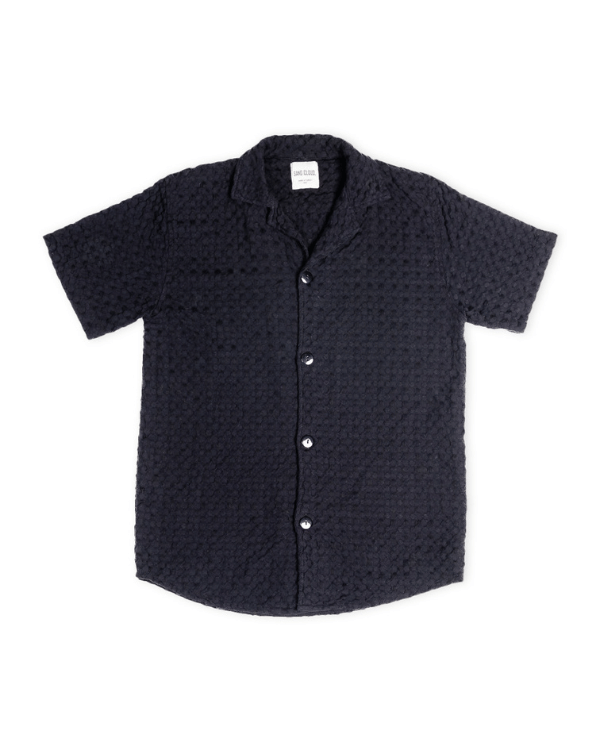 Orb Button Down Waffle Shirt – Black – Mens - SAND CLOUD