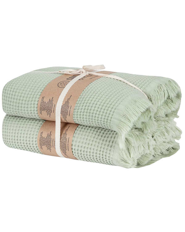 Micro Waffle XL Bath Bundle – 2 Pack – Sage - SAND CLOUD