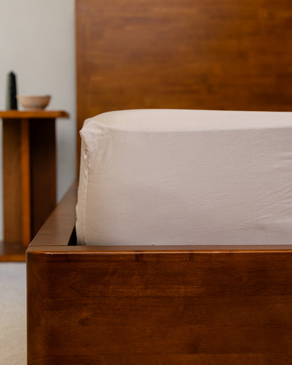 Luxe Sateen Fitted Sheet Beige - SAND CLOUD