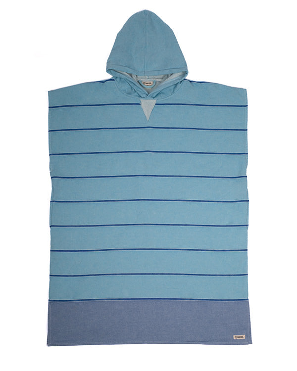 Colorblock Stripe Hooded Poncho – Aqua - SAND CLOUD