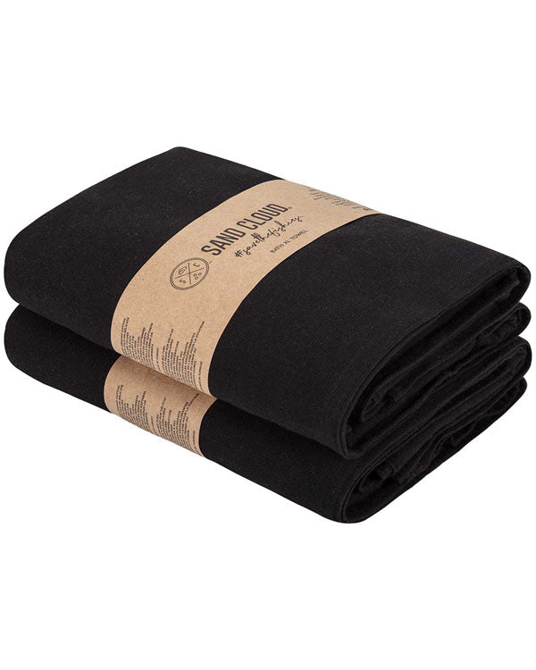 Terra Fringeless XL Bath Bundle – Black – 2 Pack - SAND CLOUD