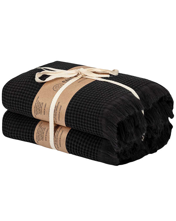 Micro Waffle XL Bath Bundle – 2 Pack – Black - SAND CLOUD