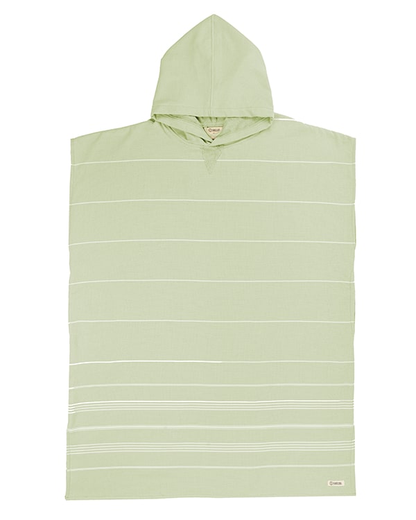 Classic Stripe Hooded Poncho – Celadon Green - SAND CLOUD