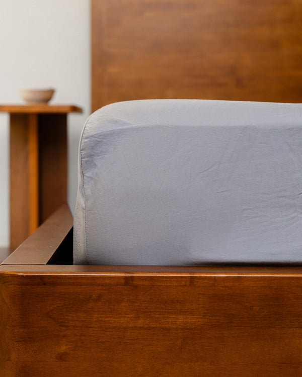 Signature Percale Solid Fitted Sheet Grey - SAND CLOUD