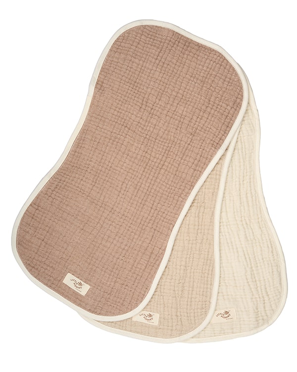 Little Fishies Gauze Burping Cloth Bundle – 3 Pack – Natural / Beige / Warm Taupe - SAND CLOUD