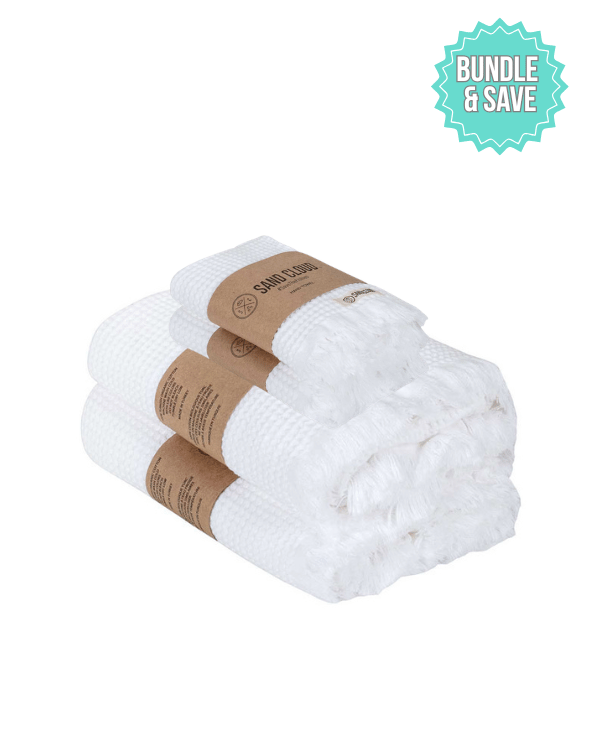 Micro Waffle XL Bath Bundle – White - SAND CLOUD