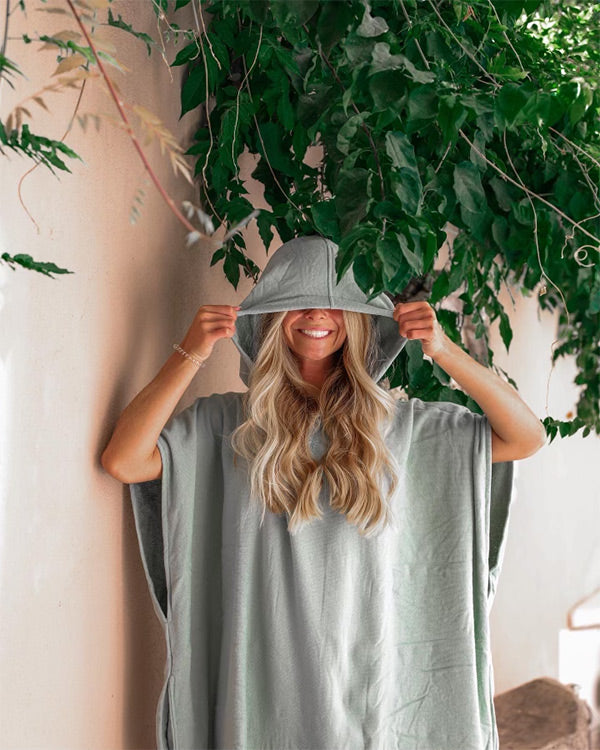 Terra Hooded Poncho Sage - SAND CLOUD
