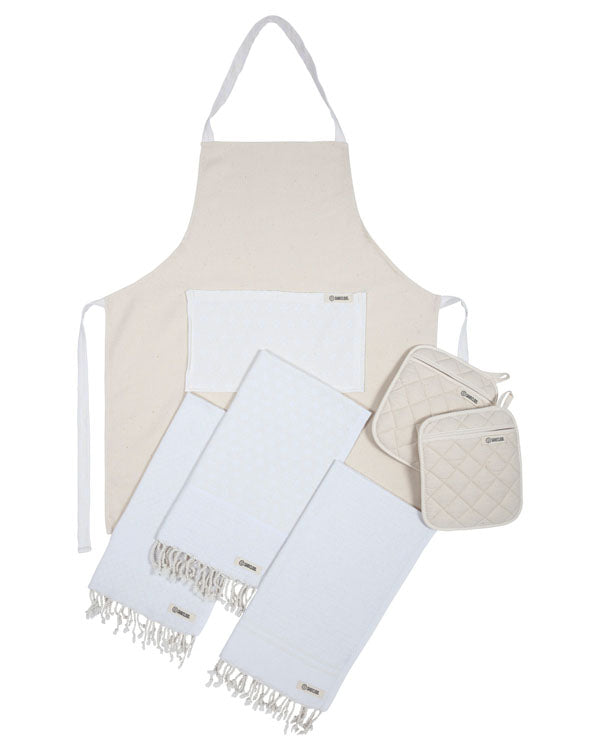Cyperus Mixed Bundle Natural – 1 Towels Set, 1 Apron, 1 Pot Holder Set - SAND CLOUD
