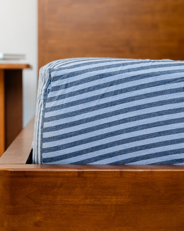 Classic Micro Twill Stripe Melange Fitted Sheet Indigo - SAND CLOUD