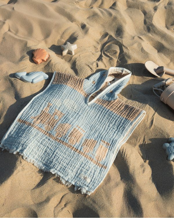 Choo-Choo Train Gauze Hooded Poncho - SAND CLOUD