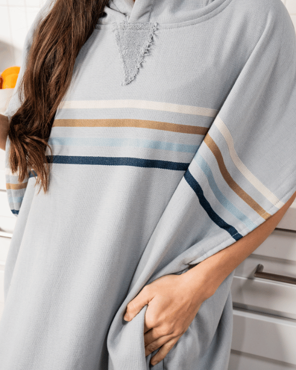 Border Classic Stripe Poncho – Grey - SAND CLOUD