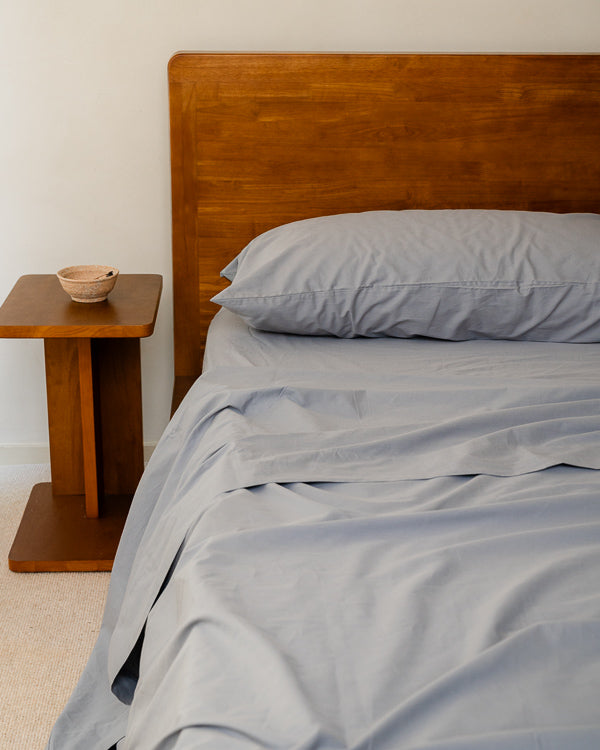 Signature Percale Solid Flat Top Sheet Grey - SAND CLOUD