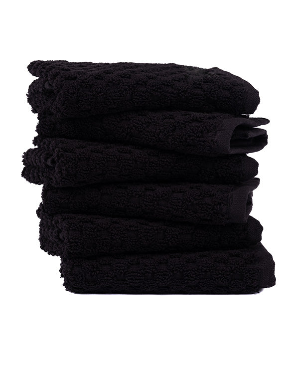 Atom Washcloth Bath Bundle – Black – 6 Pack - SAND CLOUD