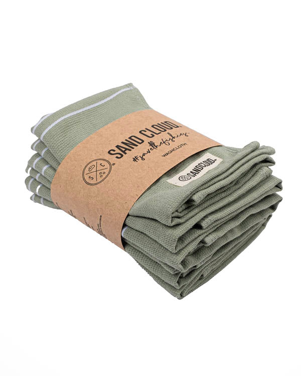 Classic Bath Washcloth Bundle 6 Pack – Sage - SAND CLOUD