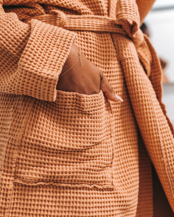 Micro Waffle Robe Beige - SAND CLOUD