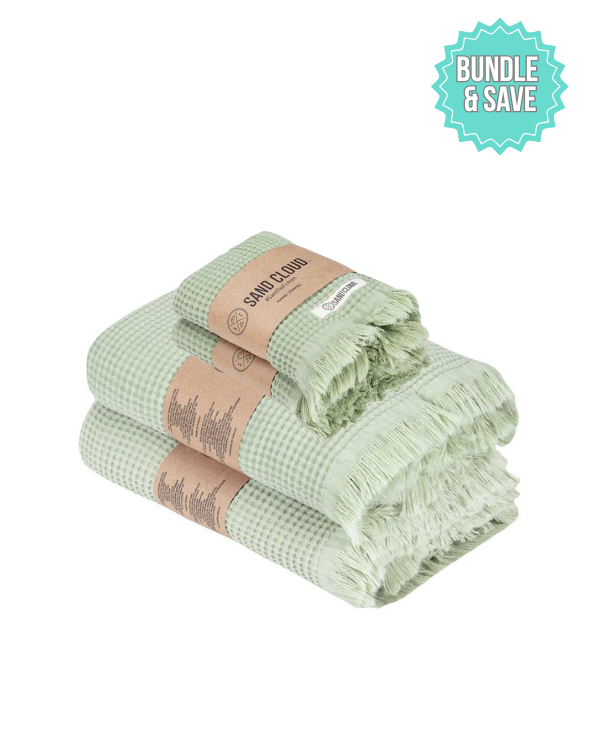 Micro Waffle XL Bath Bundle – Sage - SAND CLOUD