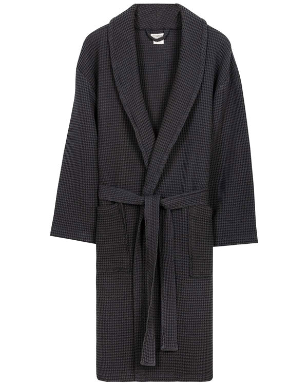 Micro Waffle Robe – Black - SAND CLOUD