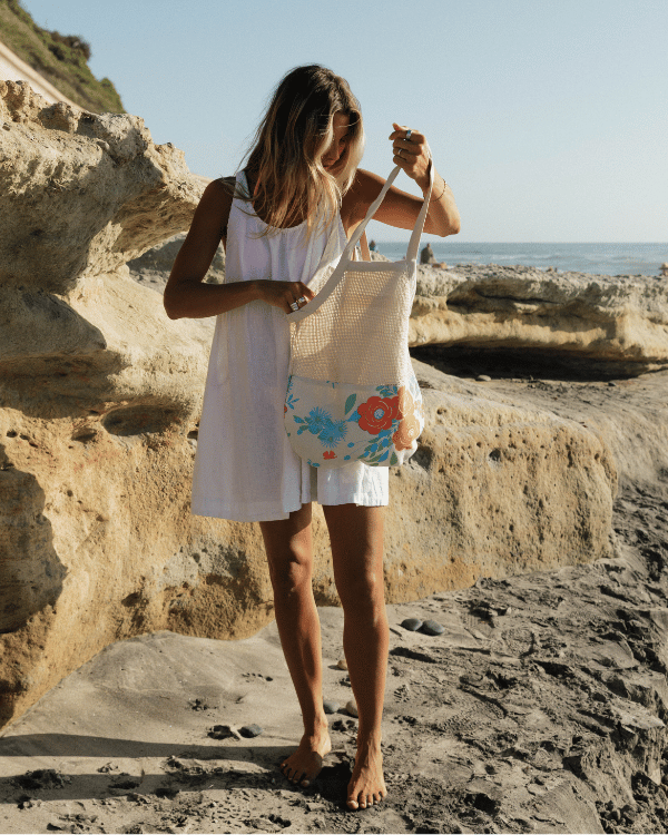 Flower Bunch Printed Net Market Bag - SAND CLOUD