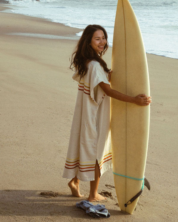 Border Classic Stripe Poncho Natural - SAND CLOUD