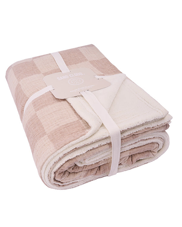 Cloud Checker Plush Blanket – Beige - SAND CLOUD