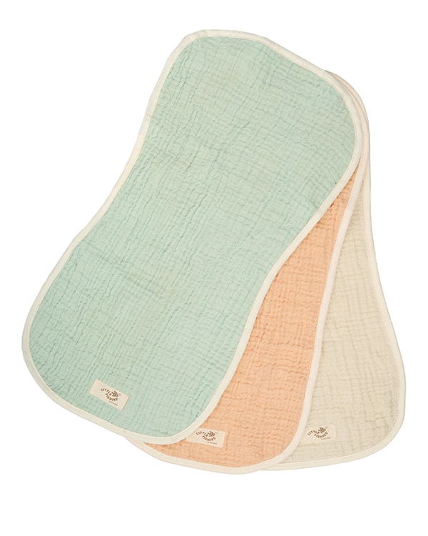 Little Fishies Gauze Burping Cloth Bundle – 3 Pack – Seafoam / Peach Fuzz / Natural - SAND CLOUD