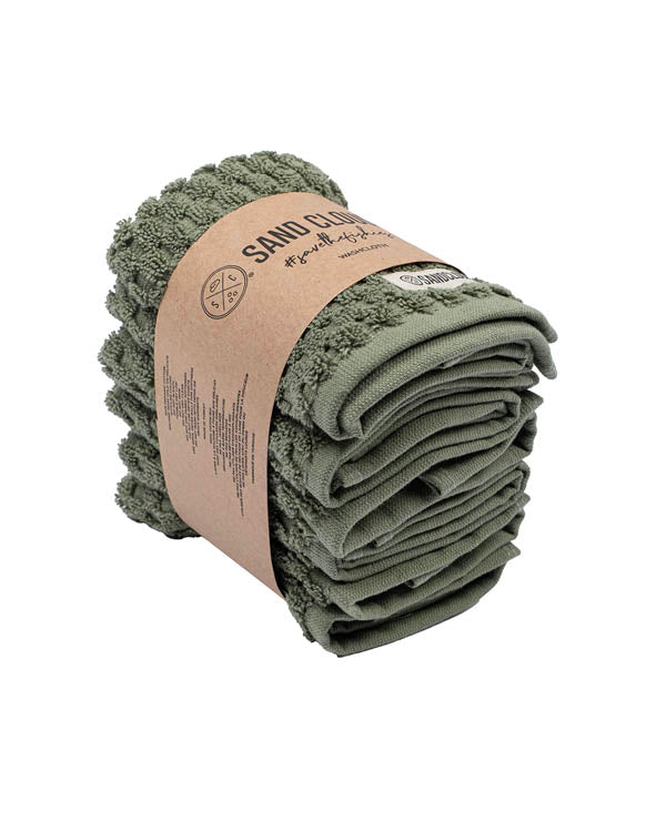 Atom Washcloth Bath Bundle 6 Pack – Hedge Green - SAND CLOUD
