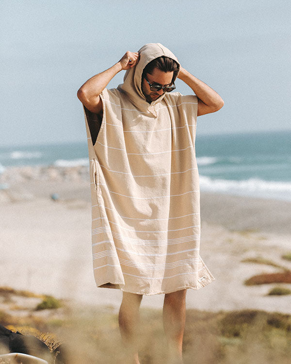 Classic Stripe Hooded Poncho Sand - SAND CLOUD