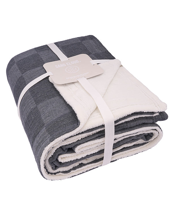 Cloud Checker Plush Blanket – Black - SAND CLOUD