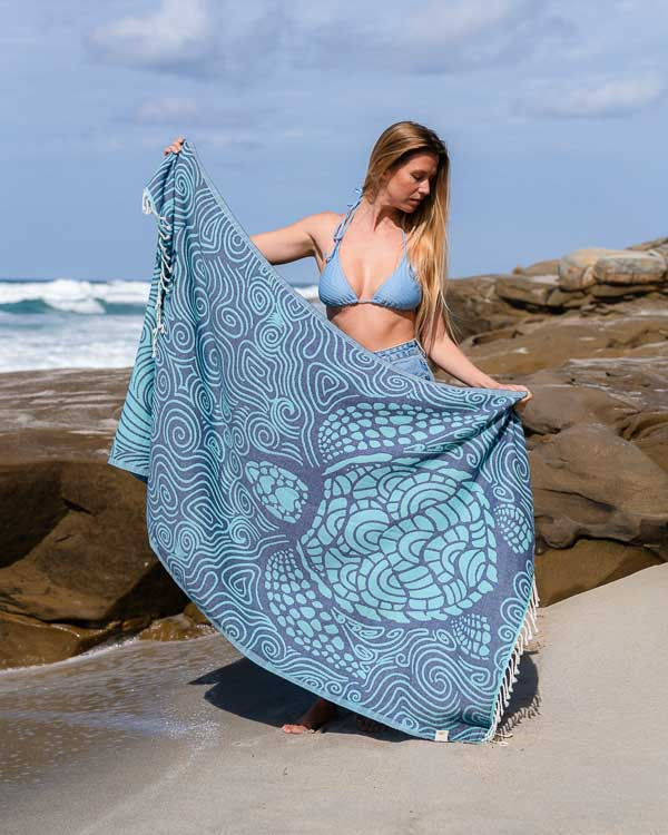 Mint Swirl Turtle Towel - SAND CLOUD