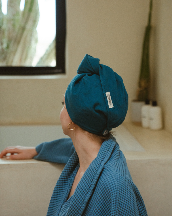 Terra Hair Towel – Teal Blue - SAND CLOUD