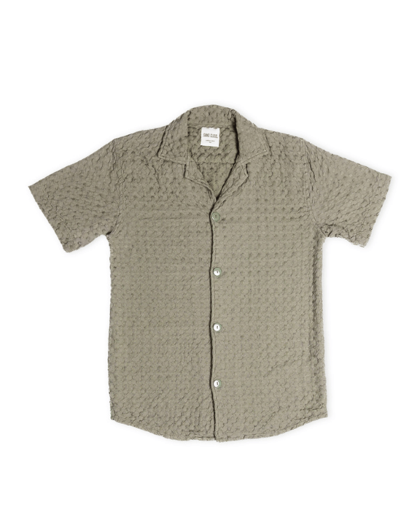 Orb Button Down Waffle Shirt – Olive – Mens - SAND CLOUD