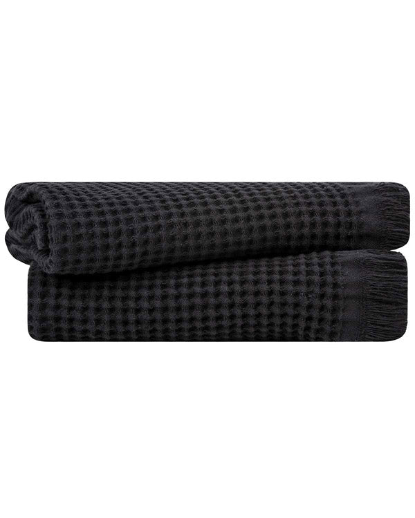 Micro Waffle Hand Bath Bundle – 2 Pack – Black - SAND CLOUD