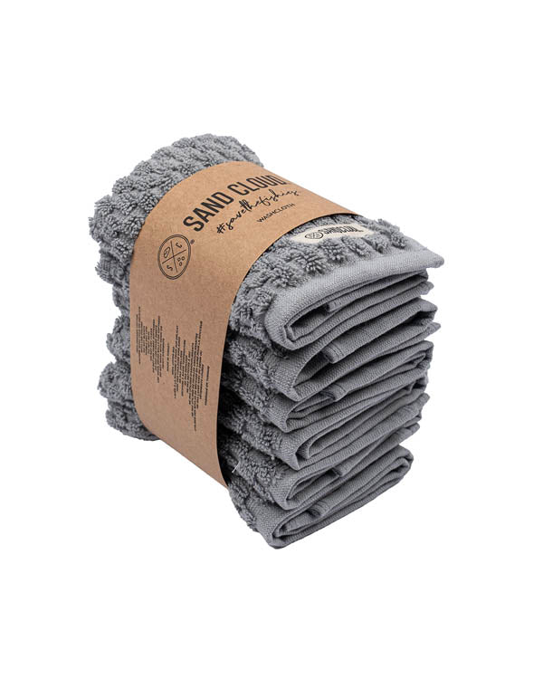 Atom Washcloth Bath Bundle- 6 Pack – Grey - SAND CLOUD