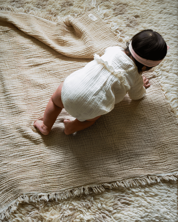Little Fishies Gauze Receiving Blanket – Beige - SAND CLOUD