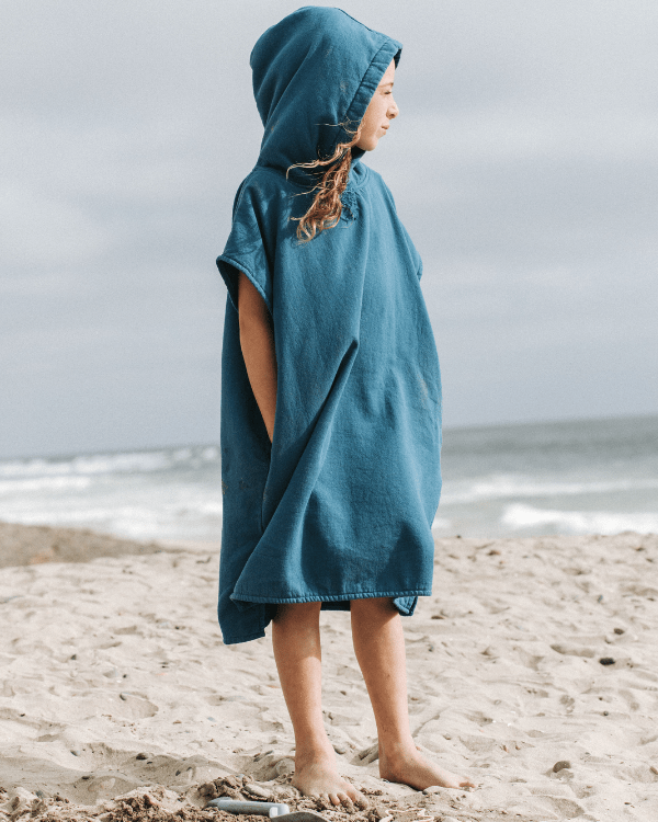 Terra Hooded Poncho Youth – Teal Blue - SAND CLOUD